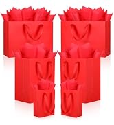 Epoesch 6 Pack Red Gift Bags with Handles and 12 Tissue Papers | Assorted Sizes – 2 Small 6.3", 2...