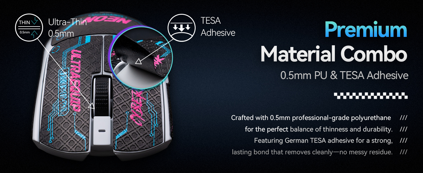 Premium Material: 0.5mm PU + Low-Odor German TESA