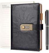 Nicpro Vintage Journal with Lock, A5 300 Pages Lockable Leather Diary for Adult, Refillable Writi...