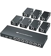 HDMI Extender Splitter 1x7 1080P@60Hz Over Cat 5E/6/7 Ethernet Cable 50m (164ft) Support HDMI loo...