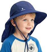 Camptrace Toddler Kids Sun Hats with Neck Flap UPF 50+ UV Protection Wide Rigid Brim Boys Girls B...