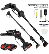 ALSO GO 2-in-1 Electric Pole Saws for Tree Trimming 4"+ 6" Inch Mini Chainsaw Cordless with Exten...