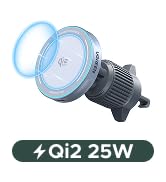 UGREEN MagFlow 25W Qi2.2 MagSafe Compatible Wireless Car Charger Mount | Air Vent Clip and Fast P...