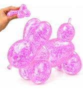 Puffwize Dog Shaped Squeeze Toy, Glitter Balloon Animal Squishy (Pink) | Glitter balloon dog squi...