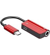 YuanHolumid Red 2-in-1 USB Type C to 3.5mm Audio ChargerHeadphone Adapter Economical Practical, H...