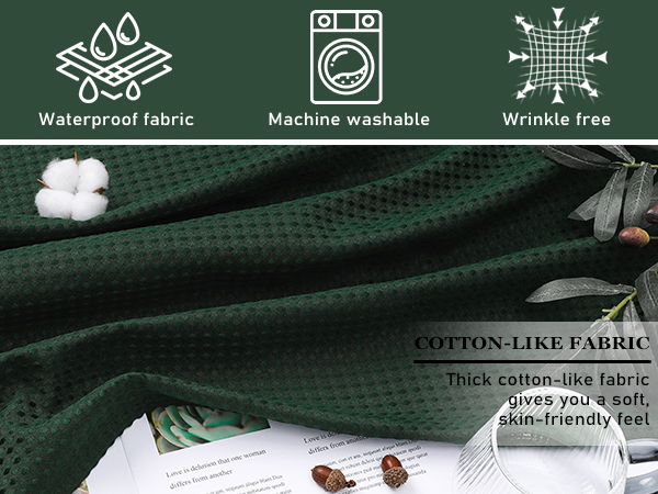 dark green waffle shower curtain