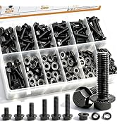 mankk 248PCS Metric Flange Hex Bolts and Nuts Kit M6x1.0 Bolt (12mm to 35mm) Grade 10.9 Black All...