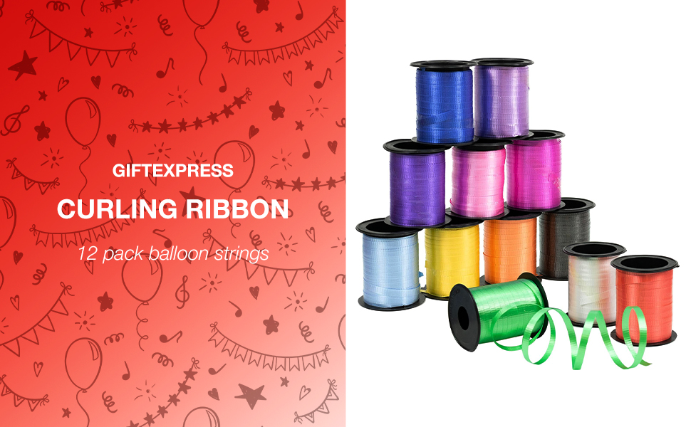 giftexpress 12 piece curling ribbon balloon strings in assoreted colors