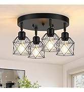 Baocuz 4-Light Kitchen Light Fixtures Ceiling Mount, Adjustable Multi-Directional Black Flush Mou...