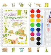 apolyone Beginners Watercolor Workbook for Adults -Step-by-Step Coloring Book Set-12 coloring boo...