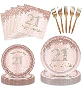 21st Birthday Decorations for Girls Rose Gold Sweet 21 Birthday Party Decoration for Her Rose Gol...