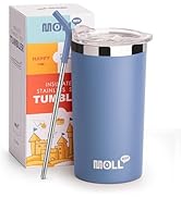 Mollcity Kids Tumbler with Straw-12 oz Stainless Steel Double Wall Vacuum Insulated Tumbler with ...