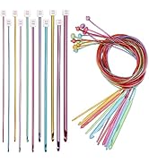 Aeelike Tunisian Crochet Hooks Set with Cable, 11PCS Tunisian Crochet Hook 2-8 mm Aluminum 12 PCS...