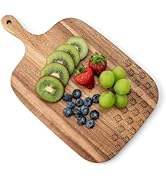 James.F Small Wood Cutting Board,Acacia Wooden Cutting Boards with Handle for Kitchen,Bohemian Ch...