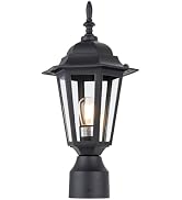 LIT-PaTH Outdoor Post Lighting Fixture Pole Lantern, E26 Medium Base Max 60W, Aluminum Housing Pl...