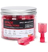 HKS 150PCS Nylon Male Spade Quick Disconnect Connector - Red 22-18 AWG Electrical Wire Connectors...