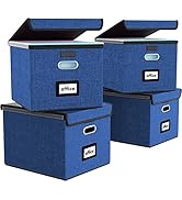 Huolewa Decorative File Organizer Boxes Office Document Storage with Lids, Portable Collapsible L...