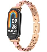 PINHEN Compatible with Xiaomi Mi Smart Band 8/9 Leather Strap Metal Adjustable Woven Strap Smart ...