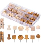 TLKKUE 118 Pieces Wooden Push Pins, 7 Style Wood Push Pins Decorative Thumb Tacks for Cork Board ...