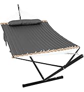 GAFETE 2 Person Hammock with Stand for Outside, Heavy Duty Steel Stand, 55inch Double Hammocks, L...