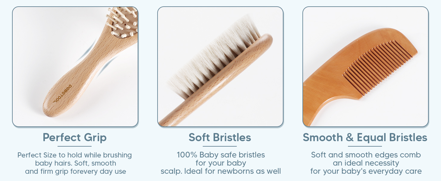 Baby hair brush and comb set
