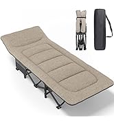 ATORPOK Camping Cot for Adults with Cushion and Pillow, Portable Folding Bed for Sleeping, Lightw...