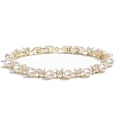 EVER FAITH Gorgeous Cubic Zirconia Wedding Jewelry for Bride Bridesmaid, Elegant Simulated Pearl ...