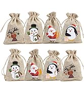 CCINEE 96pcs Christmas Burlap Gift Bags with Drawstrings Candy Goody Treat Bags with Double Jute ...