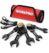WORKPRO 8-Piece Stubby Anti-slip Ratcheting Combination Wrench Set, SAE 5/16-3/4 in, 72-Teeth, CR...