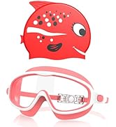 YLKJSWIM Kids Swim Goggles for 3-8 with Swim Cap, Swimming Goggles Cap Set with Anti-Fog Anti-UV ...