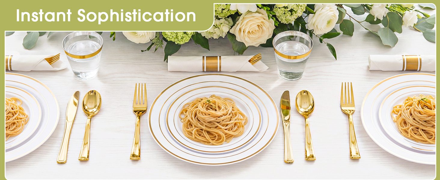 Gold Plastic Dinnerware Set