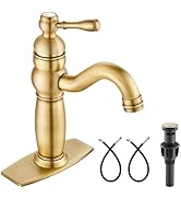 Heyalan Bathroom Sink Faucet Deck Mount 1 Hole One Handle Lavatory Brass Vanity Basin Farmhouse M...