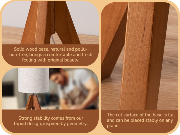 Wooden Tripod table lamp