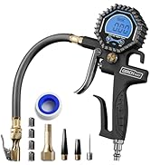 Digital Tire Pressure Gauge with Inflator (3-200 PSI), Heavy Duty Air Chuck and Compressor Access...