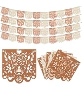 Antenda Dia De Los Muertos Decorations 4 Pcs Felt White Brown Papel Picado 40 Feet Mexican Party ...