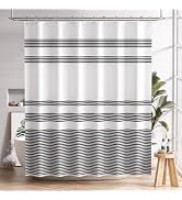 AmazerBath Shower Curtain, Washable Cloth Black Shower Curtain Sets with 12 Shower Curtain Hooks,...