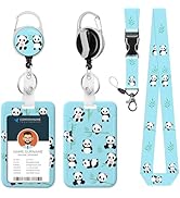 Lanyard ID Badge Holder Panda Retractable Badge Reel Card Name Tag Breakaway Heavy Duty Retractab...