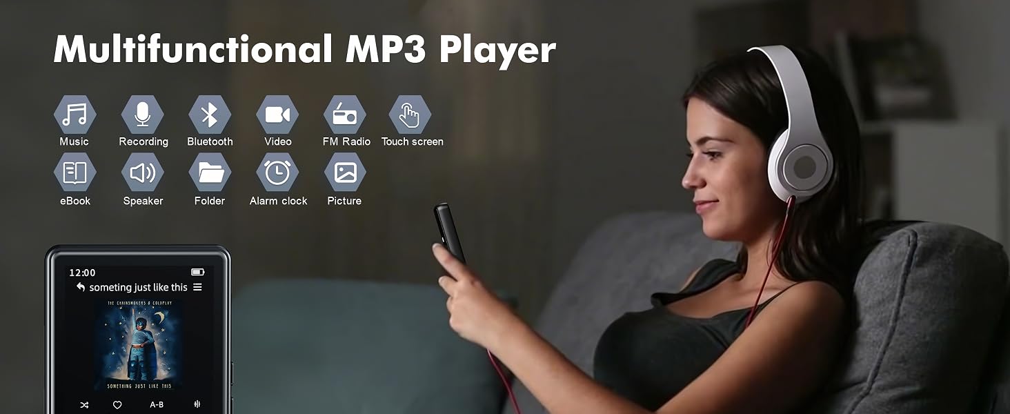 MP3 Player with Bluetooth 5.3,Portable MP3 Player with Speaker for Kids with HiFi