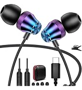USB C Headphones Type C Earbuds for iPhone 16e 16 Pro Max 15 in-Ear Noise Canceling Volume Contro...