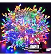 JMEXSUSS 33ft 100 LED Indoor Christmas Lights Multicolor, Clear Wire Christmas Tree Lights Outdoo...