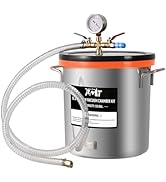 PB Motor Tech 9 Gallon Stainless Steel Vacuum Chamber with Tempered Glass Lid, 34 L Degassing Cha...