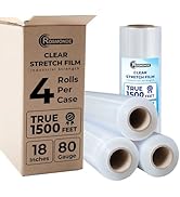 Rosmonde Bulk Plastic Wrap for Moving, 18" x 1500 ft, 4 Rolls Value Pack, Heavy 9.4 lbs Shrink Wr...