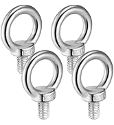 Mikikit 4Pcs 304 Stainless Steel Eye Bolt: M10 Machinery Shoulder Eyebolts Versatile 3/8" UNC Eye...