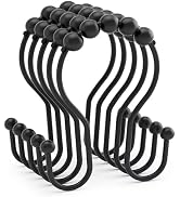 AmazerBath Shower Curtain Hooks, Shower Curtain Rings, Metal Black Shower Curtain Hooks Rust Proo...