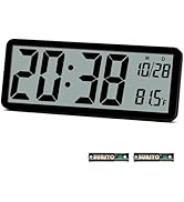QINYUNE Digital LCD Wall Clock Easy to Set, 8.5 Inch LCD Screen with Time/Date/Temperature Displa...