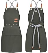 BeLuyi chef apron bib tool apron for man woman cross back straps with 4 pockets for kitchen cooki...