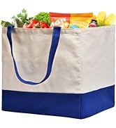 CNaiyunpin Canvas Reusable Grocery Bags Heavy Duty, 8.3 gal Foldable Large Tote Bag with Handles,...