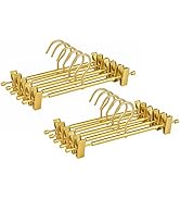 Amber Home Premium Matte Gold Aluminum Pants Hangers 10 Pack, 12.2” Extra Smooth & Durable Metal ...