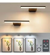 Fuligent 2 Pack Picture Lights for Wall, 6000mAh Battery Operated Wall Sconce with Remote, LED Li...
