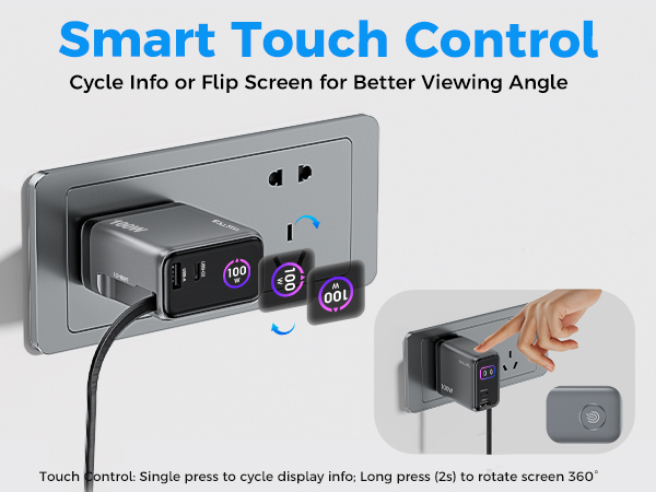 Smart Touch Control.Cycle Info or Flip Screen for Better Viewing Angle